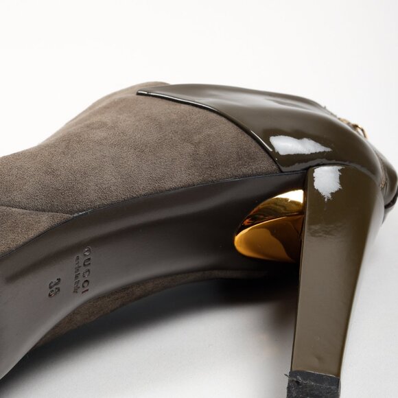 Gucci Green Patent Leather and Suede Booties - Picture 5 of 11